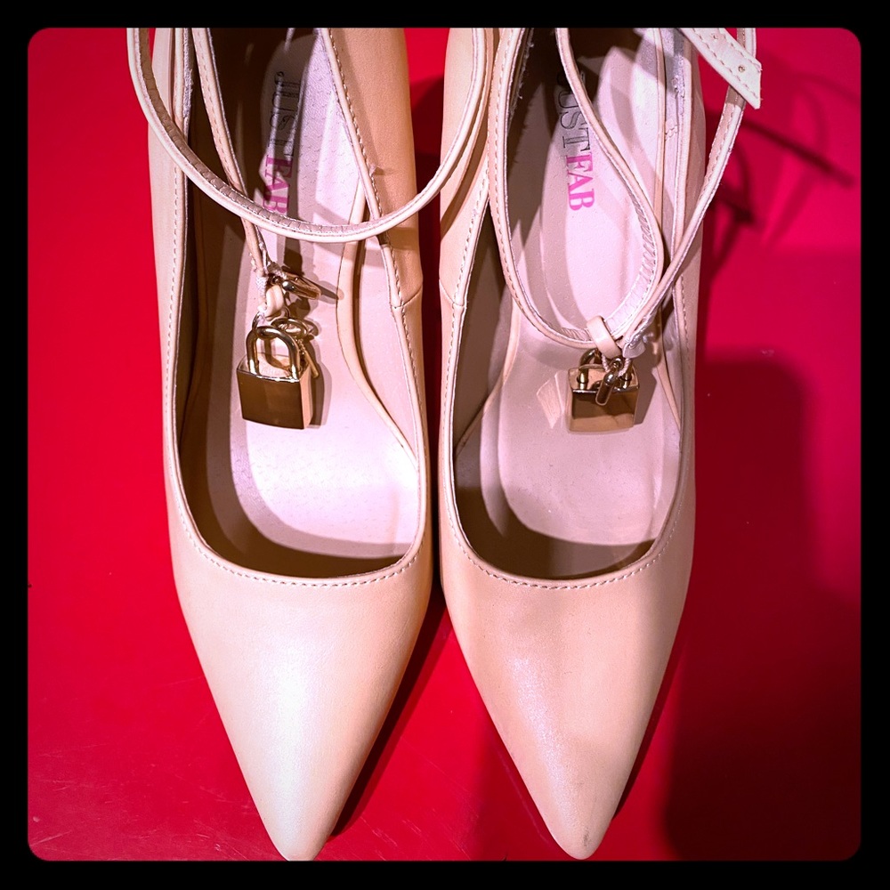 Tan Double Ankle Wrap Pump